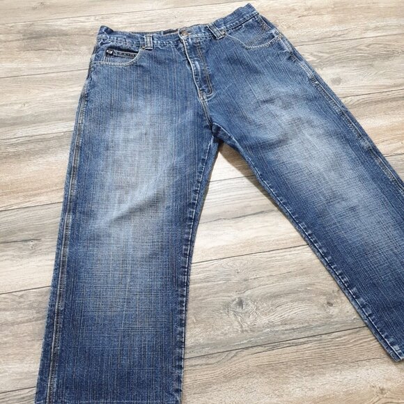 CJ Mens Jeans 36 Waist (ALTERED To 26 Inseam) Denim Medium Wash Wide Leg Blue - Picture 2 of 11